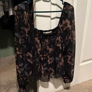 Floral Black and Brown Women's Top